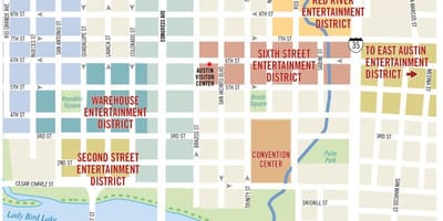 أوستن 6th street map